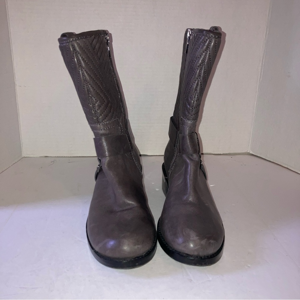 Vince Camuto Waldan Quilted Moto Boots Gray Leather Women's Size 7M